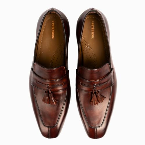 Dress Loafers for Men | Genuine Leather Penny Loafers Slip-On Comfortable Rubber Sole Tassel Design