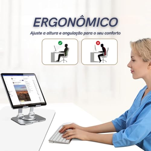 Suporte para Tablet em Aço Carbono Com Metal Resistente Apoio para Mesa Pedestal Portátil Dobrável A