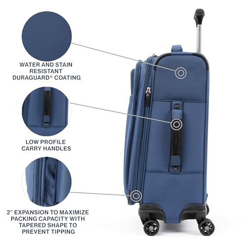Image of Travelpro Tourlite Softside 21 inch Expandable Luggage with 4 Spinner Wheels, Lightweight Suitcase, Carry-On, Blue