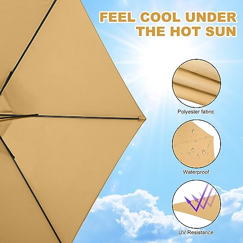 Besportble Sun Umbrella Cafe Umbrella Fitting Half Circle Umbrella Pool Sun Canopy Beach Umbrella Part Umbrella Outdoor Patio Sunshade Canopy Umbrella Awning Polyester Cloth Khaki #TOP6