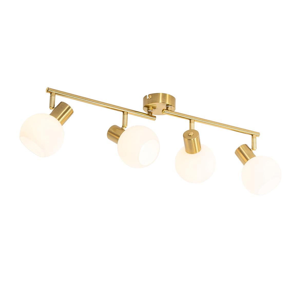 Qazqa - Ceiling Spotlight Gold with Opal Glass 4-Light Adjustable - Anouk- - Art Deco - Suitable for LED E14 | 4 Way Light - Glass Surface-Mounted spotway Light - Suitable for Living Room I Kitchen