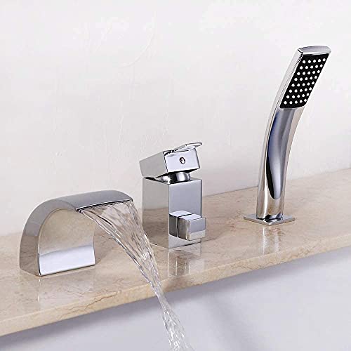 Robinet lavabo cascade 3 trous en cuivre avec douchette