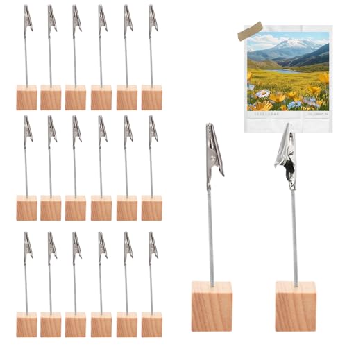 JOYIAL Portafotos de madera con pinzas, soporte para tarjetas postales, 20 unidades, soporte para fotos, soporte para notas, soporte para fotos con pinzas, soporte de madera para decoración del hogar,