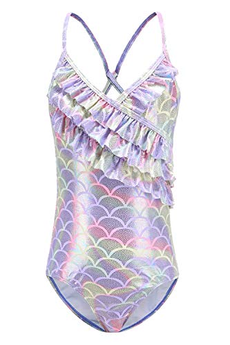 Image of Girls One Piece Swimsuits Hawaiian Ruffle Swimwear Beach Bathing Suit