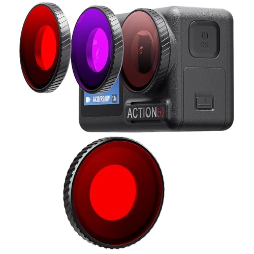 Honbobo Filtro Subacqueo per DJI Osmo Action 5 Pro, Rosso Chiaro/Rosso/Viola Filtro, Filtri Subacquei Protezione Obiettivo Accessori per DJI Osmo Action 5 Pro 4 (Red)