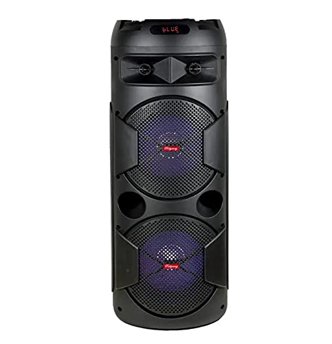Ridgeway QS-2822 Rechargeable Dual 8" Woofer Portable FM Bluetooth Speaker Heavy Bass Sound with Mic Plus LED Light On/Off and Build-in 3000mAh Up to 5 Hours Playing Time