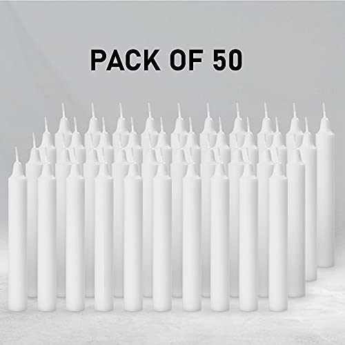 Image of AuraDecor Pack of 50 Stick Candles || Especially Meant for Healing, Chakras, Ritual Candles, Decoration, Lighting, Home Decor || Burning Time 3 to 4 Hours Each (White)