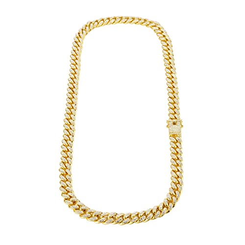 Collier chaîne 24 pouces 12mm gourmette hip hop homme plaqué or