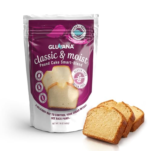 Gluvana Classic & Moist Pound Cake Smart-Blend, Gluten-Free Cake Mix with Customizable Sugar Level, Soy-Free, Nut-Free, GFCO-Certified, Kosher, Dairy-Free Cake Mix, 16 oz