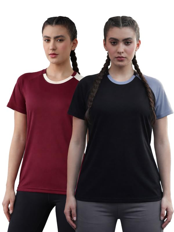 Image of CHKOKKO Gym Tshirt for Women Workout Activewear Regular Fit T Shirt for Woman Round Crew Neck Half Sleeves Best for Sports and Outdoor Activities