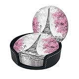 Photo Gallery pittura a olio parigi torre eiffel art sottobicchieri neri bianchi e rosa per bevande con supporto, sottobicchieri in pelle set di 6, adatti per tipi di tazze e tazzine Photo Gallery pittura a olio parigi torre eiffel art sottobicchieri neri bianchi e rosa per bevande con supporto, sottobicchieri in pelle set di 6, adatti per tipi di tazze e tazzine
