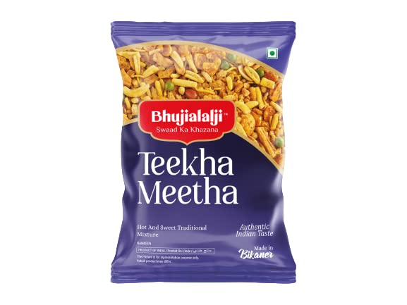 Image of Bhujialalji (Combo pack of 5) 750g | Plain boondi | Theeka meetha | Mumbaiya bhel | Bikaneri bhujia | Navratna mix | Rajasthani Namkeen | indian Spices | Indian Tea Time Fresh & Mixture | Ready to eat.