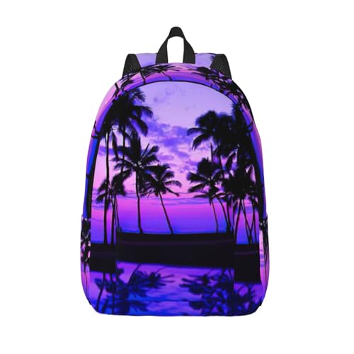 Sac à dos de voyage imprimé palmier violet pour protéger votre ordinateur à l'université