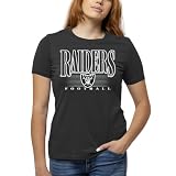 Team Fan Apparel NFL Womens Overtime Blueprint Tag-Less T-Shirt, Ladies Football Tee, Short Sleeve, Soft Cotton, Vintage (Las Vegas Raiders - Black, X-Large)