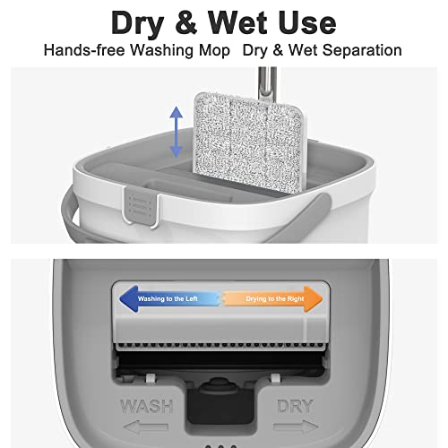 Ventifan Flat Mop And Bucket Set, Hands Free Flat Floor Mop,Separates Dirty And Clean Water,Wet And Dry Use,Self Cleaning Flat Mops For Floor Cleaning, Mop And Bucket System #TOP3