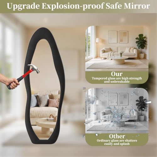 Image of Koonmi Full Length Mirror 63 inchx24 inch, Irregular Flannel Floor Mirrors