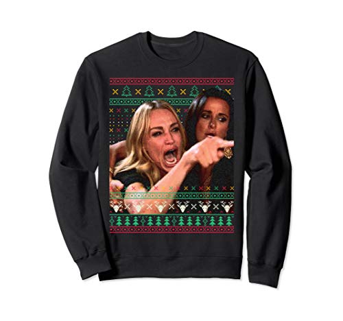 Woman Yelling at a Cat Christmas Sweater Sweatshirt