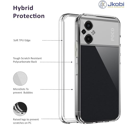 Image of Jkobi Back Case Cover for Poco M5 (Silicone Clear Shockproof Case with Camera Protection | Soft and Flexible | Transparent)