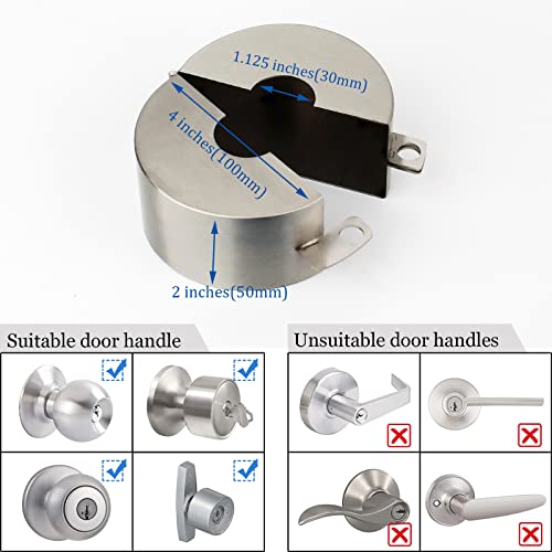 Temeili Bedroom Door Knobs With Locks,Door Lock Cover,Temporary Door Lock,Can Be Used For Faucet Lock/Propane Tank Lock, Can Cover The Handle To Prevent Rotation Of The Handle (Stainless Steel Color) #TOP4