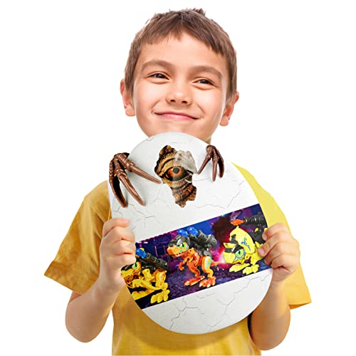 burgkidz Dinosaures Jouets Enfants, 3 Figurines Dinosaures Blindées avec Oeuf de Dino, Assembler Dinosaures Jouets de Construction pour Garçons Filles Cadeau d'anniversaire 4 5 6 7 Ans Cover