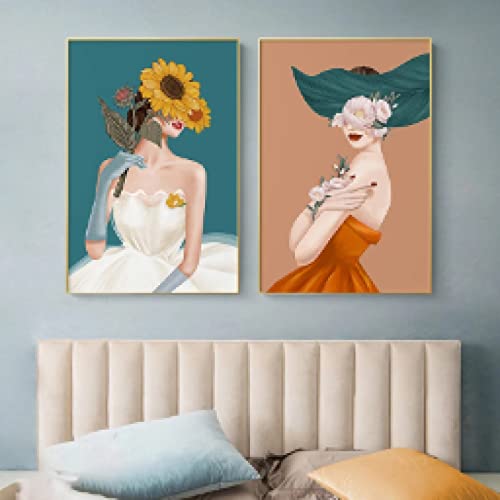 Tableau triptyque fleurs et art abstrait | Impression haute définition sur toile 20x30 cm