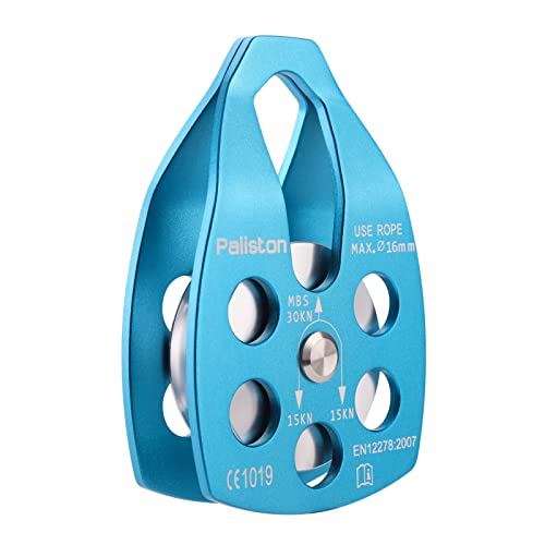 Paliston 30kN Climbing Pulley with Ball Bearing for Rock Climbing Arborist Blue