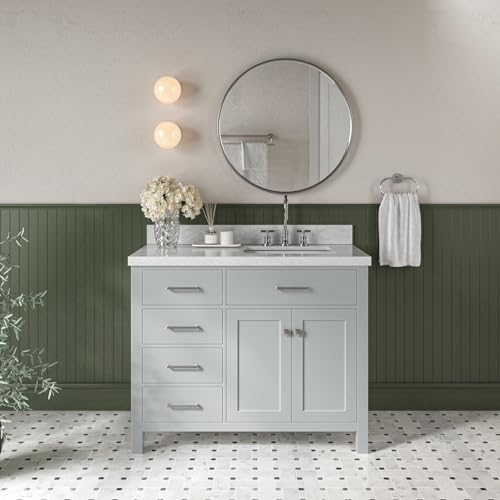 DKB Alenza 42" Gray Single Bathroom Vanity with Rectangular Sink,