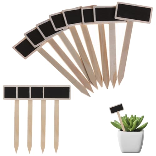 JYXNU 12 Pcs Marcadores para Plantas Etiquetas de Madera Mini Pizarras Decorativas para Jardín Señal de Plantas Rectangular, para Hierbas/Semillas/Flores/Verduras en Macetas(negro)
