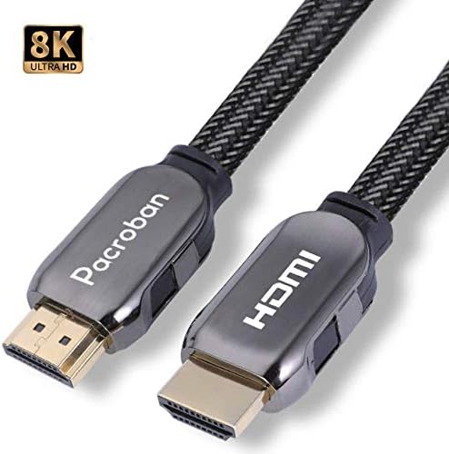 Pacroban 8K HDMI 2.1 Cable (1ft) Supports 48Gbps Ultra High Speed, 10K 8K 5K 4K at 120Hz 60Hz, Dynamic HDR & Dolby Atmos