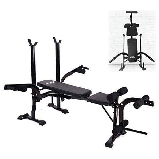 Viktbänk Träningsutrustning Gym Bänk Träningsbänk Viktbänk Sitt upp Bänk Justerbar Fällbar med Dip Station ， Multifunktionell viktbänk för inomhusträning