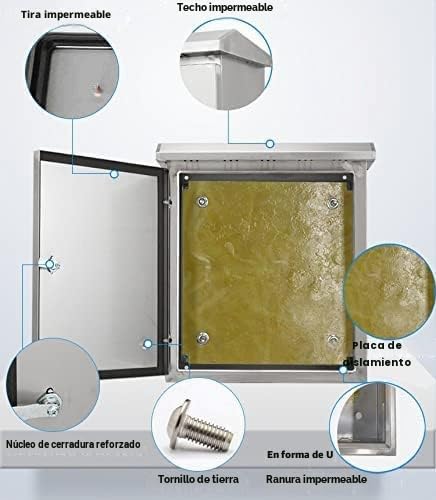201 Armario Electrico de acero inoxidable, Caja de Distribución Eléctrica impermeable Exterior, Caja Cuadro Electrico de pared, Armario de Contadores con cerradura 60 * 50 * 18cm