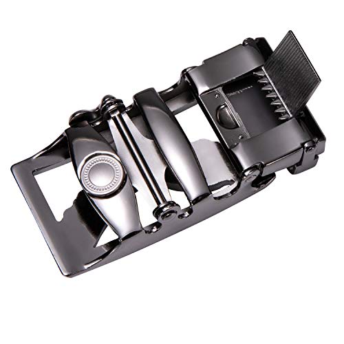 Barry.Wang Ratchet Belt Buckle Strap Replacement 1 3/8”,Leather Belt Straps for 40MM Slide Click Buckle,Trim to Fit2