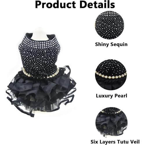 Vestido de encaje para perro talla XL negro miniatura 3