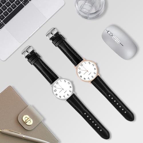 OFFCUP Mens Watches, 39MM Men's Chronograph Watch, Leather Watches Mineral Glass Quartz Watch, Business Casual Fashion Gents Watch, Men's Wrist Watches for Men Wear and Scratch Resistant Rose Gold - Image 5