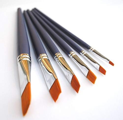 Artist Paint Brushes Set 6 Pcs Flat Golden Nylon Bristle-Oil Painting WaterColour Acrylic Gouache Ceramics Face Painting