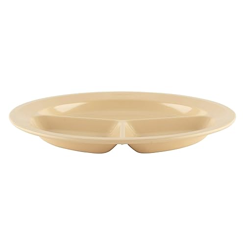 Vista 73 de G.E.T. CP-530-T Tan 9" 3-Compartment Plate, Break Resistant Dishwasher Safe Melamine Plastic, Supermel Collection (Pack of 12)