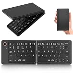 Foldable Bluetooth Keyboard - Ultra Slim, Portable, Pocket Size, Rechargeable Wireless Full Size Travel Keyboard, Compatible with iOS, Android, Windows, for Smartphone, Tablet, Ipad, Iphone, Laptop