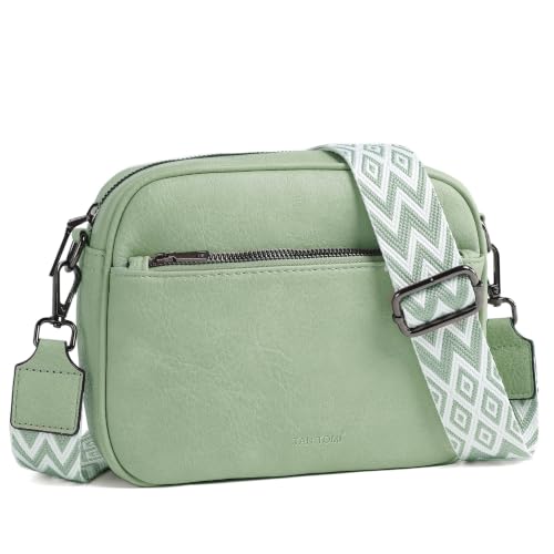 Image of TANTOMI Crossbody Bags for Women Trendy,Vegan Leather Crossbody Purses for Women Small Shoulder Bag Handbags with Wide Strap (Light Green)