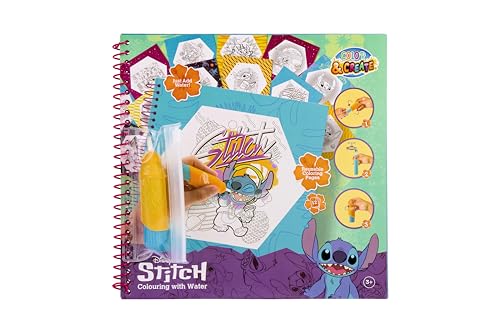 Libro para colorear de Disney Stitch con agua, libro de colorear reutilizable para niños a partir de 3 años, con lápiz de agua recargable, 12 páginas para colorear, regalos de Lilo y Stitch, set de