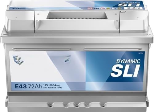 E43 Blue Dynamic 12V 72Ah / 680A CCA Car Battery PowerFrame, 4-Year Warranty