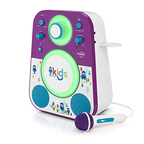 Singing Machine Kid's Smk250Pb Mood Led Glowing Bluetooth Sing-Along Speaker With Wired Youth Microphone Doubles As A Night Light, Purple/Blue #TOP3