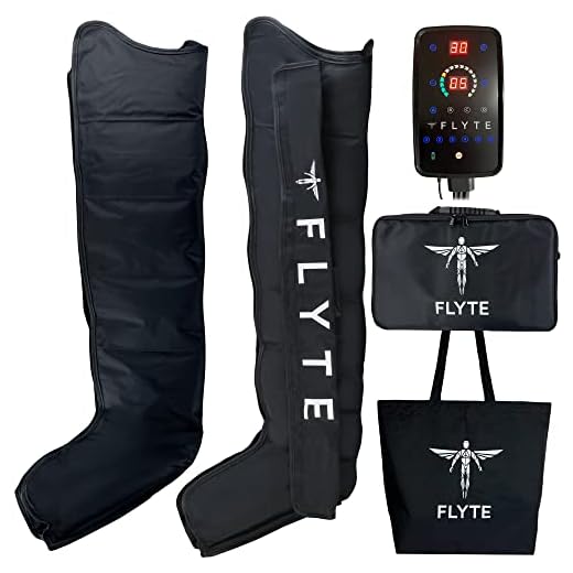 Exerscribe Flyte Air Compression Boots - Portable Full Leg Recovery System Massager for Circulation & Muscle Recovery - 4 Modes, 30-240mmhg (L)