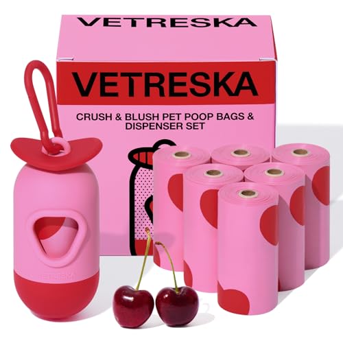 VETRESKA Distributeur de sacs pour excréments de chien avec sacs parfumés à la cerise fumée,...