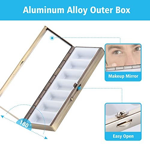 7 Day Pretty Mini Metal Pill Organizer Pill Box With Spring Open Design And Large Compartment To Hold Vitamins Cod Liver Oil Supplements And Medication(Bronze) #TOP3