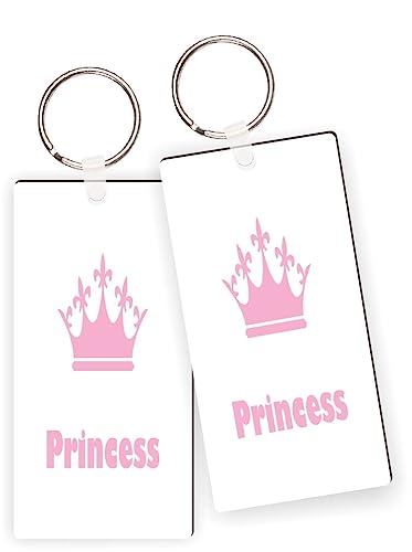 Island Gifting - Princess Keychains Keyring Set, Royal Baby Girl Shower Gift with new car and Nickel Split Rings, Twin Baby Present(x4)