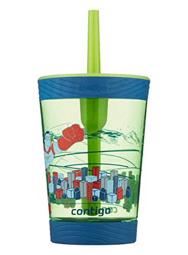 Image of Contigo Kids Spill-Proof 14oz Tumbler with Straw and BPA-Free Plastic, Fits Most Cup Holders and Dishwasher Safe, Granny Smith/Hero