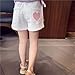 Jean Shorts for Teen Girls Y2k Cute Heart Embroidered Pockets Elastic Waist Denim Shorts Fashion (White, 18-24 Months)