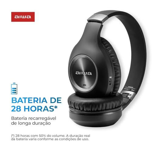 Aiwa Fone de Ouvido Headphone Bluetooth, ANC - Cancelamento de ruído, dobrável - AWS-HP-02-B glide