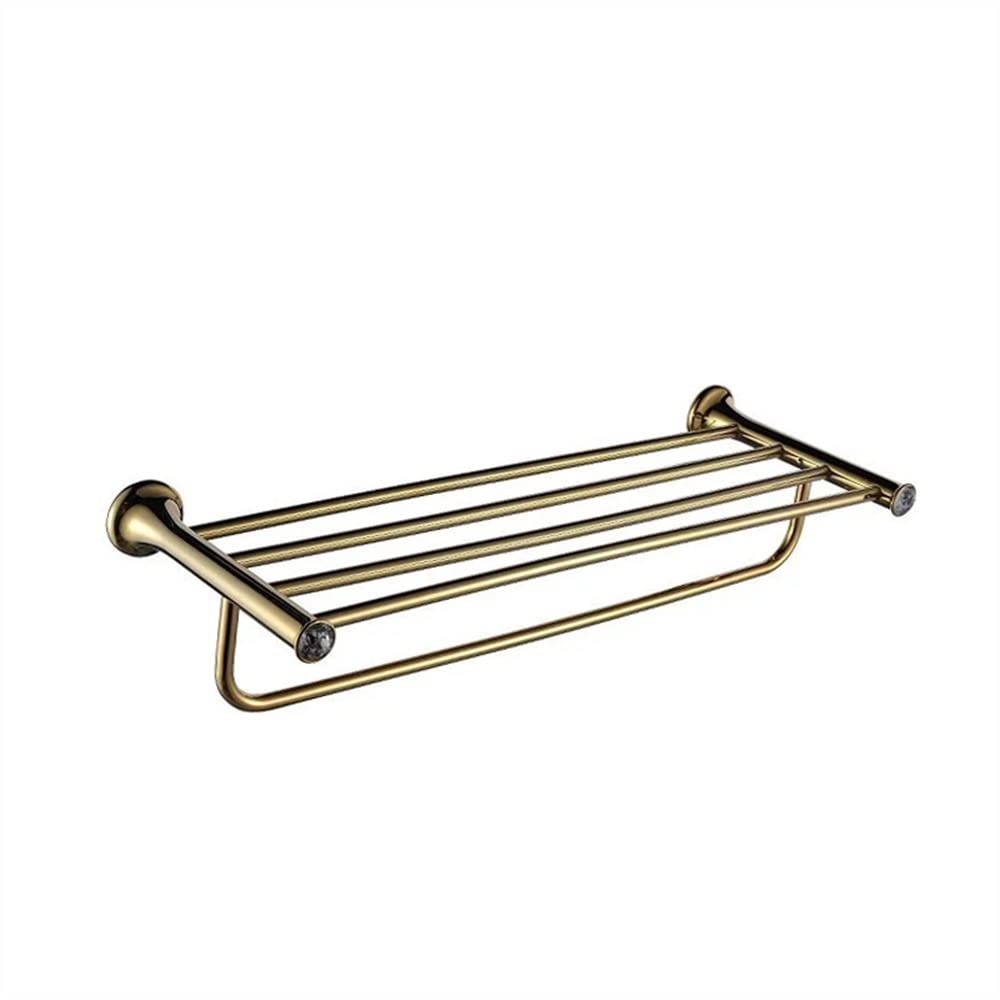 Toallero doble de oro largo estante ducha baño percha cristal lujo