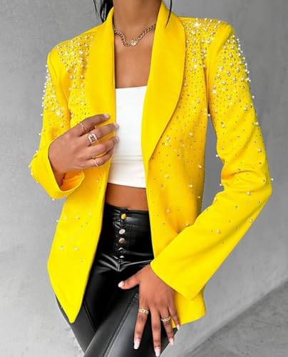 Women Pearl Blazer Dresses Fashion Casual Bubble Bead Suit Women's Blazer Slim Suit Jacket Women's Tops3